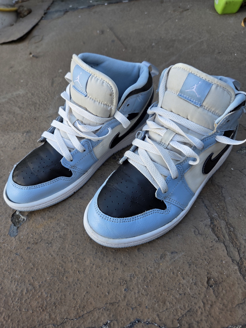 Jordan Kids' High-Top Sneakers in Black, Light Blue & White